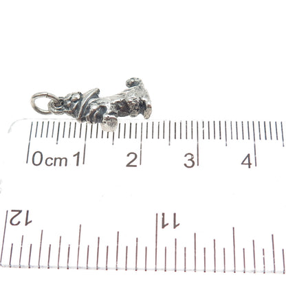 925 Sterling Silver Vintage Dog Oxidized Minimalist 3D Charm Pendant