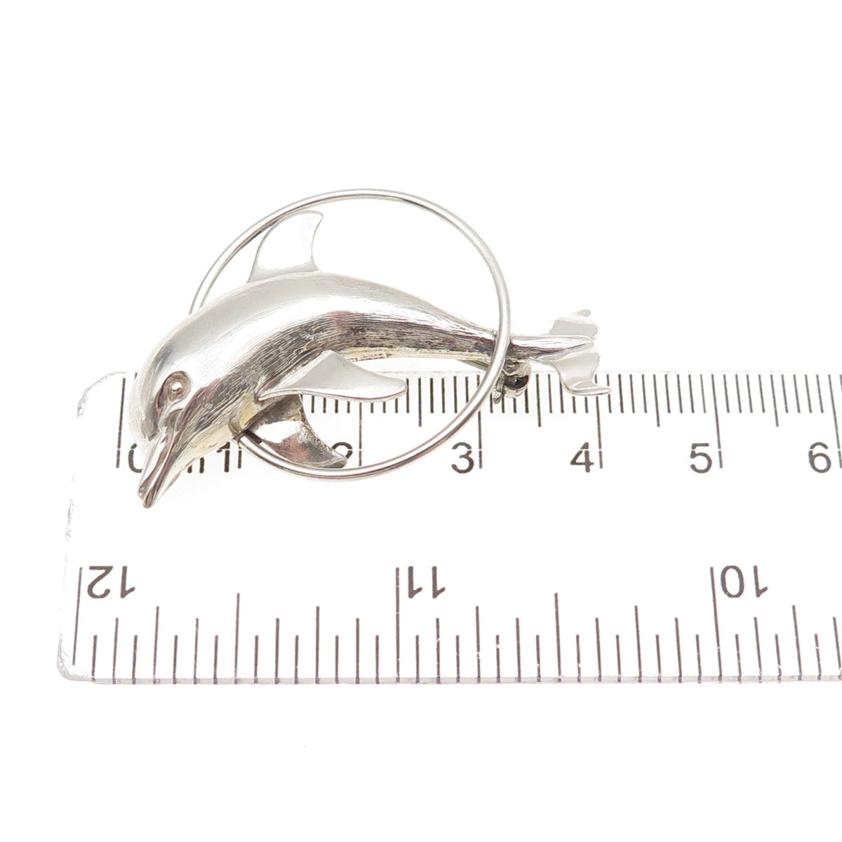 Beau 925 Sterling Silver Vintage Dolphin Oxidized Pin Brooch