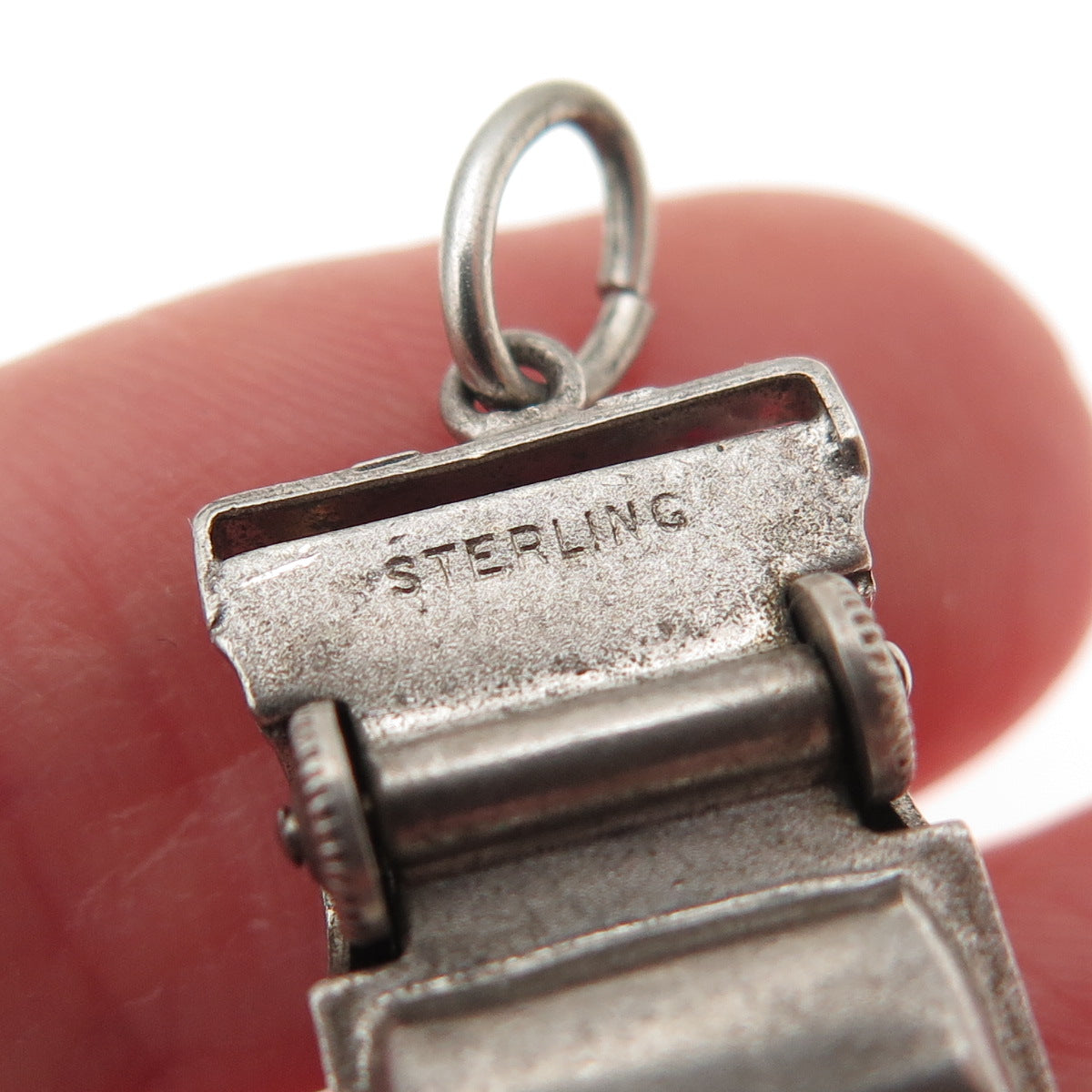 925 Sterling Silver Vintage Enamel Convertible Car Movable 3D Charm Pendant