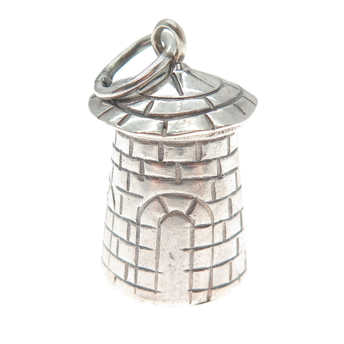 925 Sterling Silver Vintage Mexico Tower 3D Charm Pendant