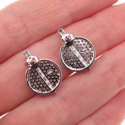 925 Sterling Silver Round-Cut C Z Disc Stud Earrings