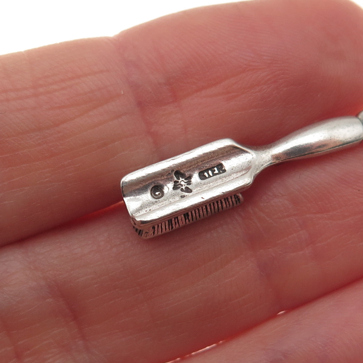 Sunwest 925 Sterling Silver Vintage Hairbrush Oxidized 3D Charm Pendant