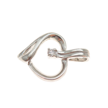 DIADEMA 925 Sterling Silver Vintage C Z Heart Minimalist Charm Pendant
