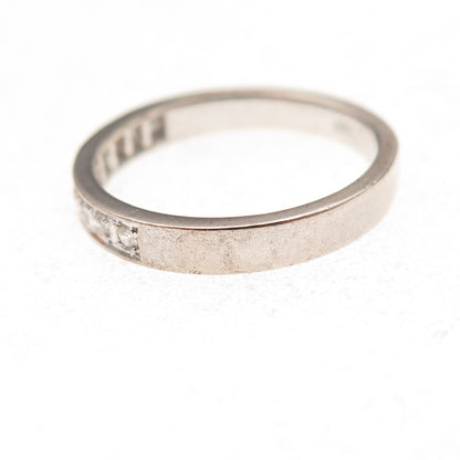 925 Sterling Silver Antique Chinese Export Real Diamond Band Ring Size 6.5