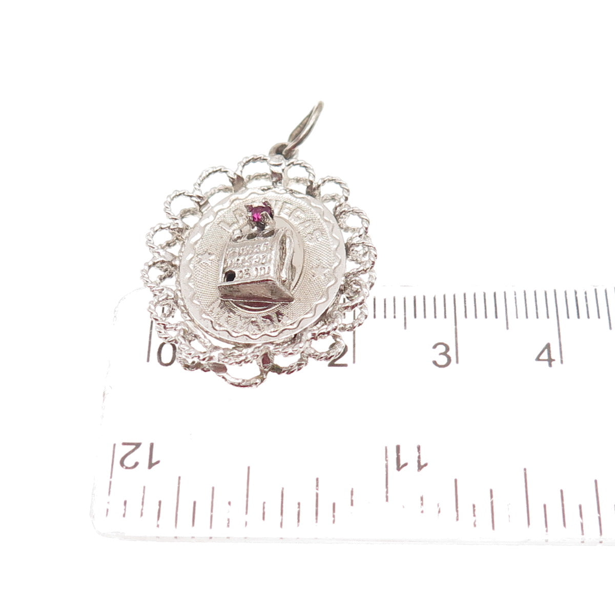 925 Sterling Silver Vintage Rhinestone Las Vegas Casino Good Luck Charm Pendant