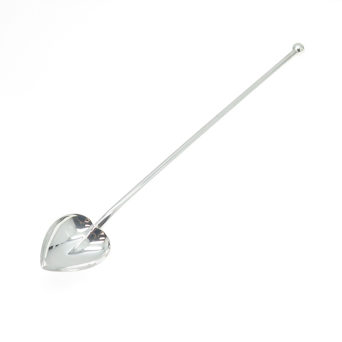 925 Sterling Silver Vintage Heart Cocktail Spoon Straw