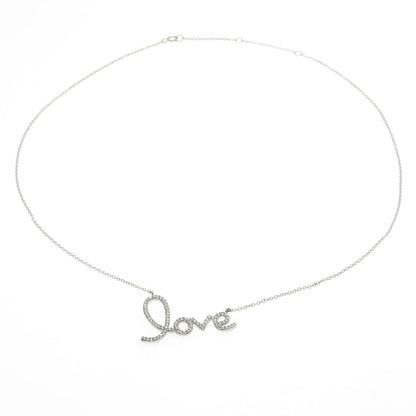 925 Sterling Silver Round-Cut C Z "Love" Cable Chain Necklace 18-20"