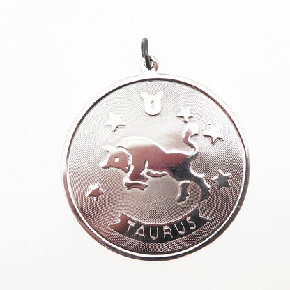 JAY POSON 925 Sterling Silver Vintage Taurus Zodiac Sign Charm Pendant