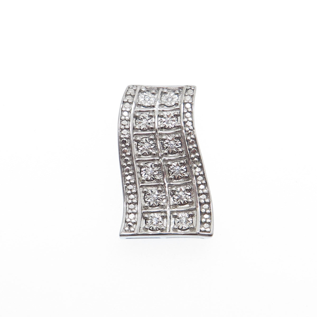 925 Sterling Silver Round-Cut C Z Slide Bar Minimalist Charm Pendant