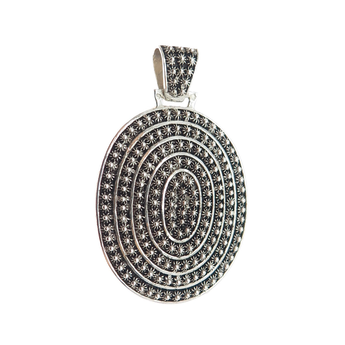 835 Silver Vintage Portugal Cannetille Oxidized Pendant