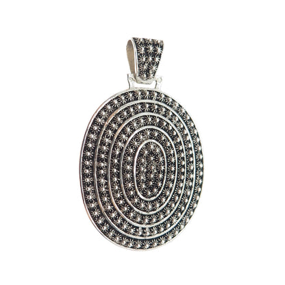 835 Silver Vintage Portugal Cannetille Oxidized Pendant