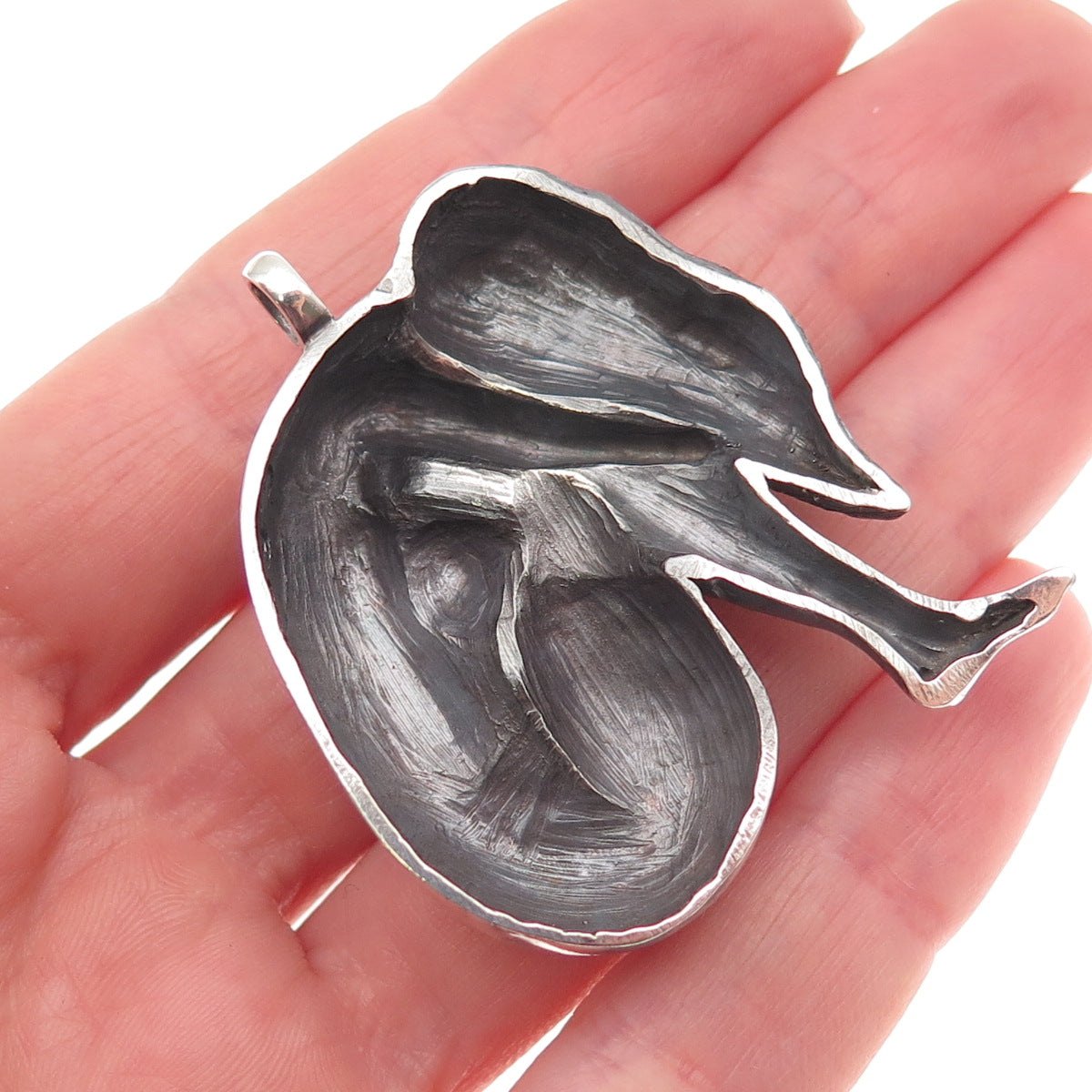 C. Ross 8P 925 Sterling Silver Vintage Naked Lady Oxidized Pendant