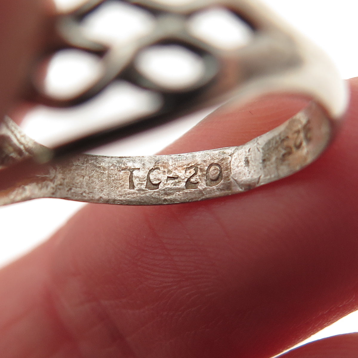 925 Sterling Silver Vintage Woven Oxidized Ring Size 6