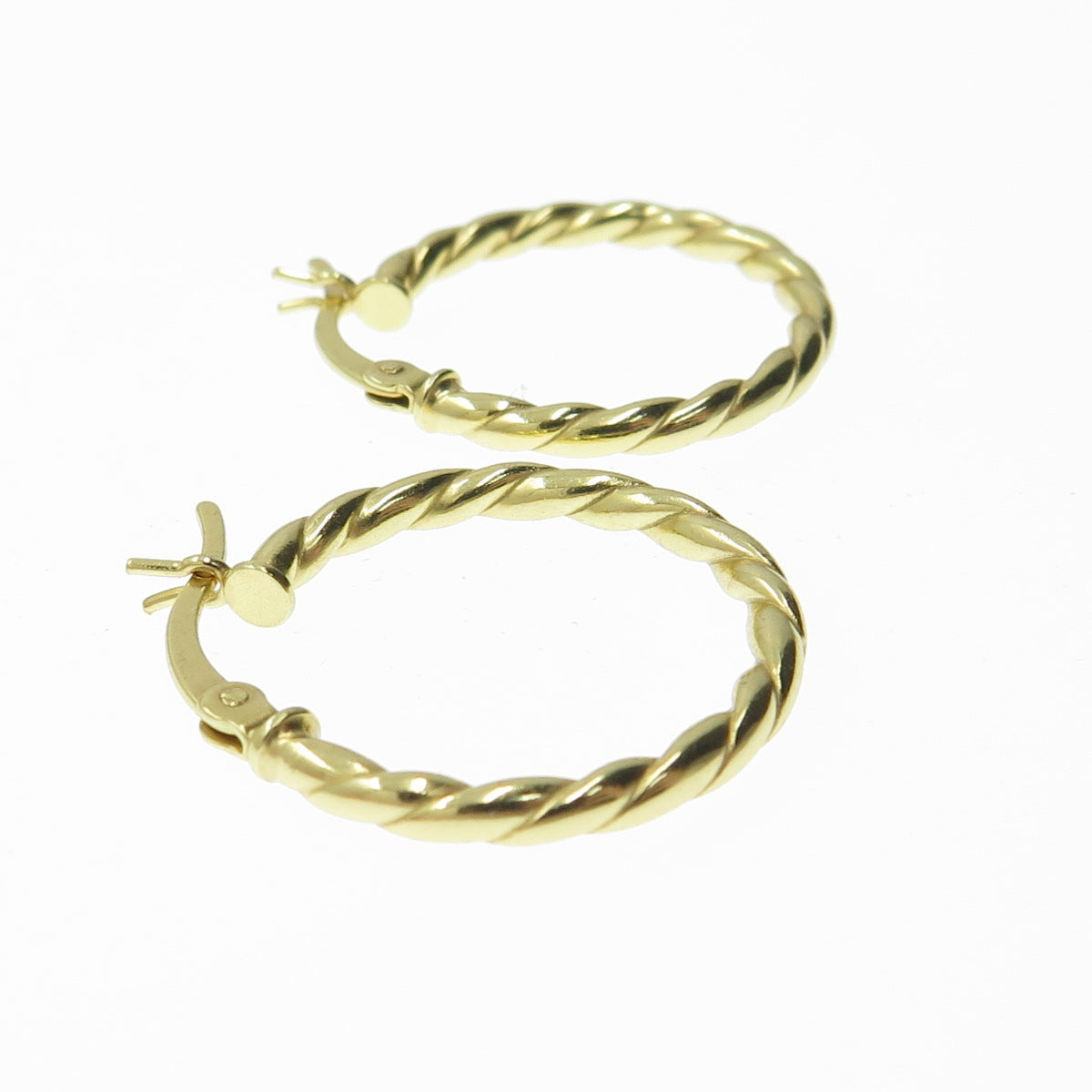 HAN 925 Sterling Silver Gold Plated Twisted Rope Hoop Earrings