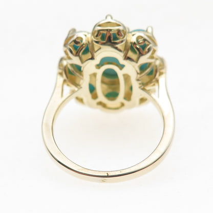 925 Sterling Silver Gold Plated Real Sleeping Beauty Turquoise Ring Size 8.25