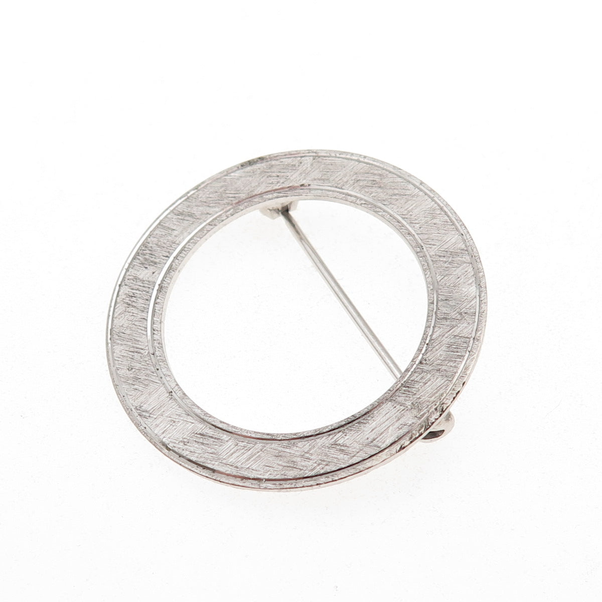BEAU 925 Sterling Silver Vintage Brushed Circle of Life Pin Brooch