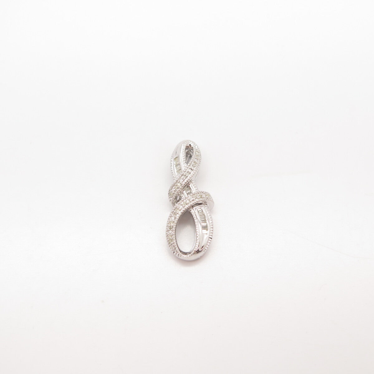 925 Sterling Silver SUN Real Faint Yellow Diamond Wrapped Infinity Slide Pendant