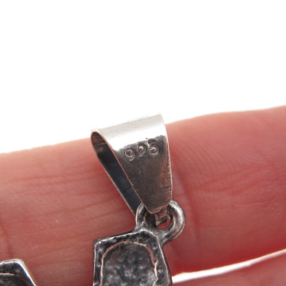 925 Sterling Silver Vintage Crucifix Cross Oxidized Charm Pendant