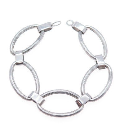 FORSTNER Sterling Silver Antique Art Deco Oval Link Bracelet 7" (missing lock)
