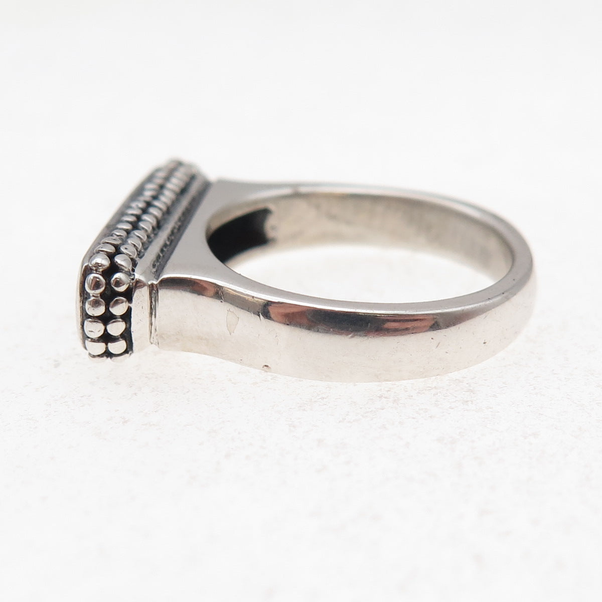 Boma Sterling Silver Vintage Real Lapis Modernist Bar Oxidized Ring Size 7.25