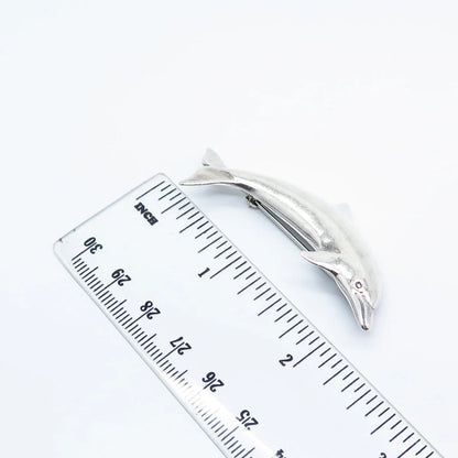 925 Sterling Silver Vintage Sun West Friendly Dolphin Pin Brooch