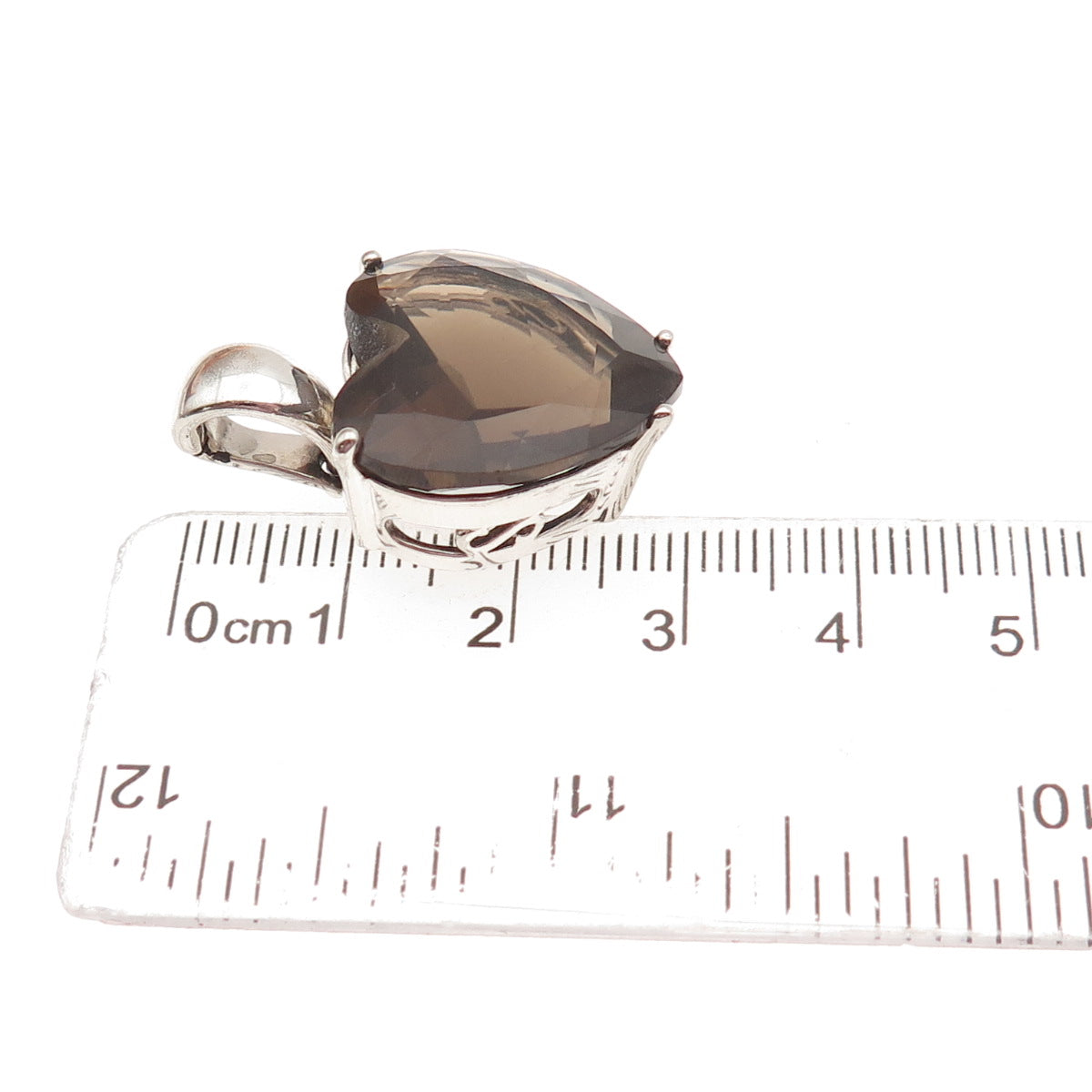 CHATEAU D'ARGENT & David Sigal Sterling Vintage Real Smoky Quartz Heart Pendant
