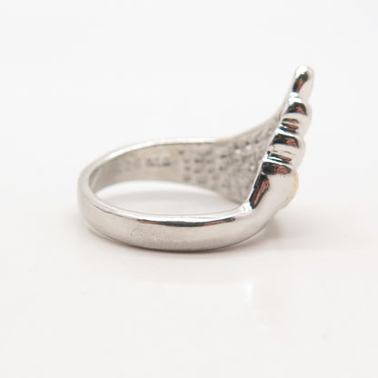 925 Sterling Silver 2-Tone Vintage Ribbed Ring Size 6