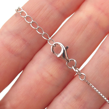 925 Sterling Silver Real Sleeping Beauty Turquoise Box Chain Necklace 18-20"