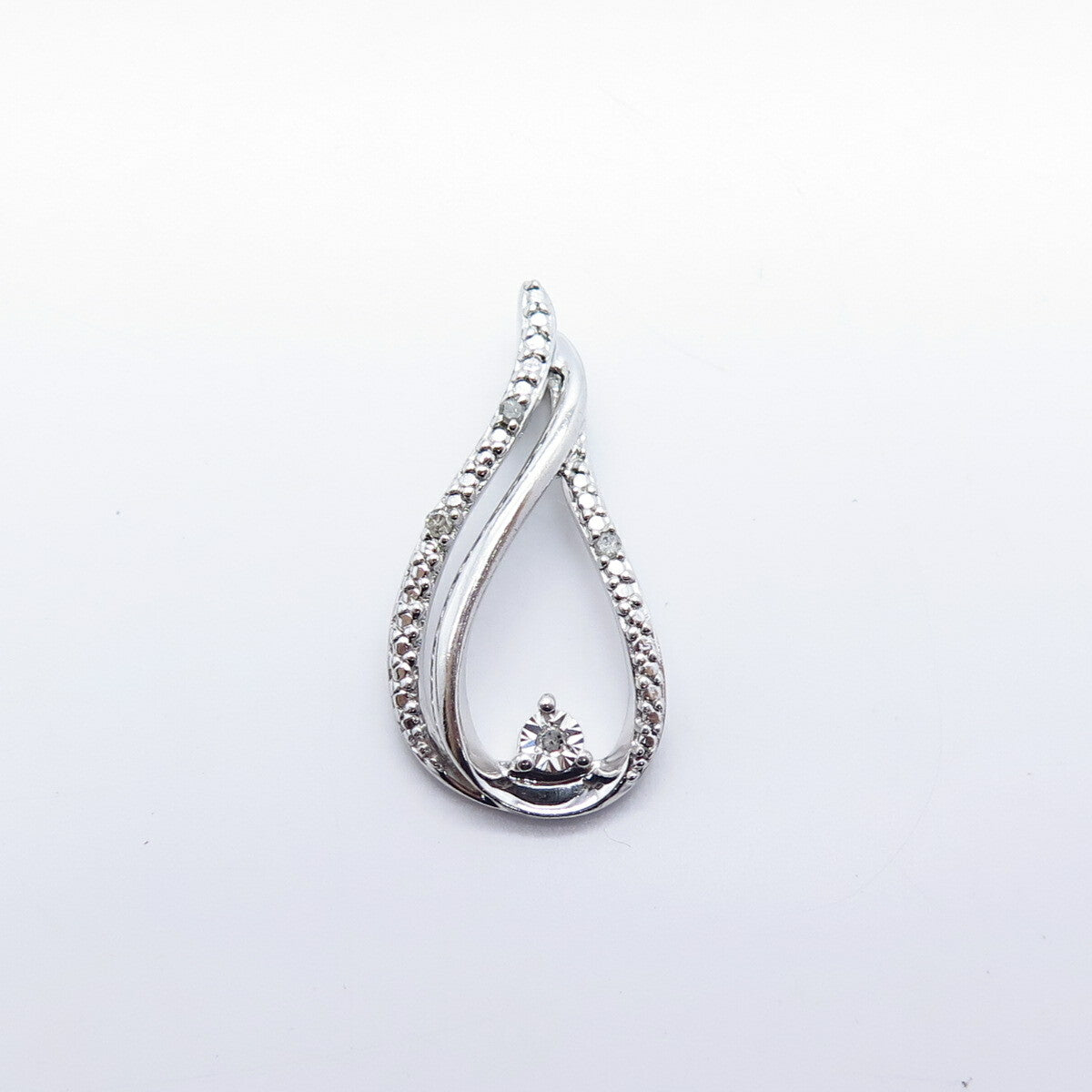 925 Sterling Silver SUN Real Diamond Slide Pendant