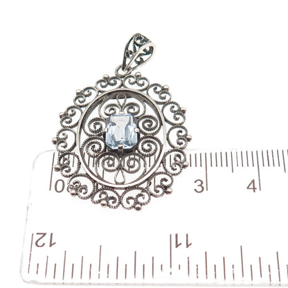 Nils Erik Elvik 830S Silver Vintage Norway Rhinestone Filigree Oxidized Pendant