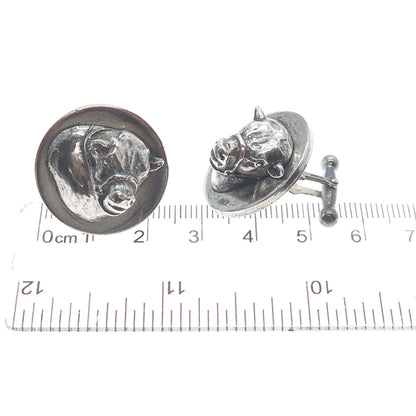 CINI 925 Sterling Silver Antique Bull's Head Oxidized Cufflinks