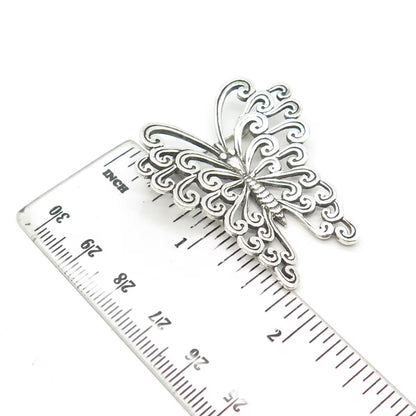 925 Sterling Silver Vintage Butterfly Ornate Pin Brooch