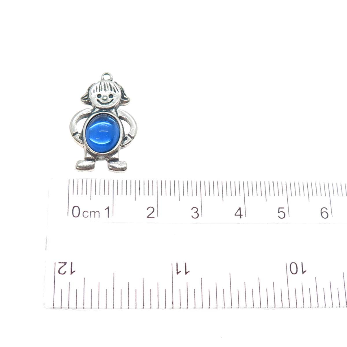 925 Sterling Silver Vintage EFS Mexico Glass Boy December Birthstone Pendant