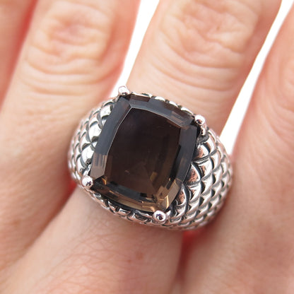 CHATEAU D'ARGENT 925 Sterling Vintage Real Smoky Quartz Dragon Skin Ring Size 9