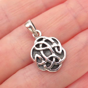 925 Sterling Silver Vintage Celtic Knot Oxidized Mini Charm Pendant
