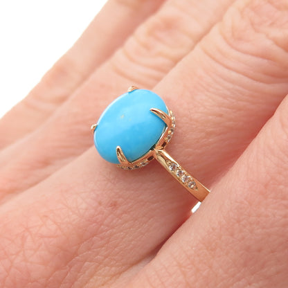 Tehya Oyama Sterling 18K Gold Plated Sleeping Beauty Turquoise Topaz Ring Size 8