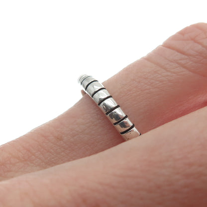 VERSANI 925 Sterling Silver Vintage Stackable Ribbed Band Ring Size 8.25
