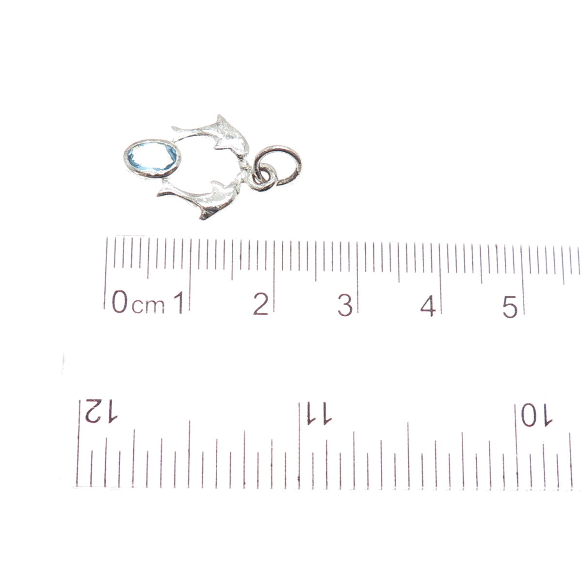 CHARLES WINSTON 925 Sterling Silver Vintage Blue Topaz Dolphin Couple Pendant
