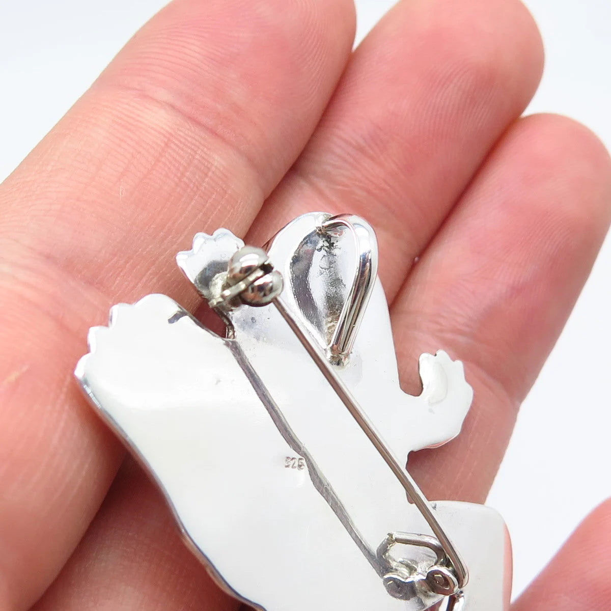 925 Sterling Silver Vintage Frog For Good Luck Pin Brooch / Pendant