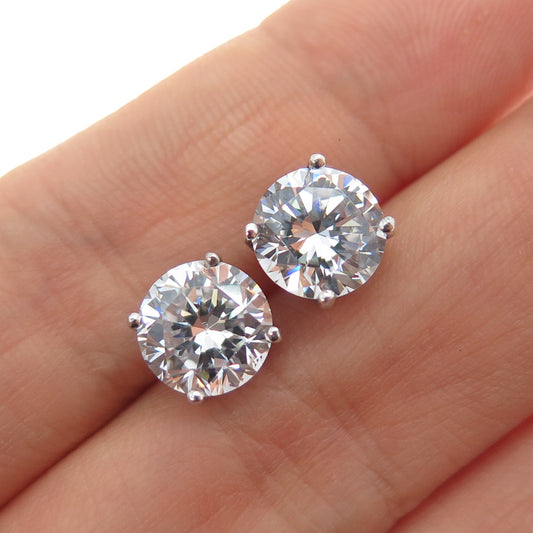 925 Sterling Silver Round-Cut C Z Stud Earrings