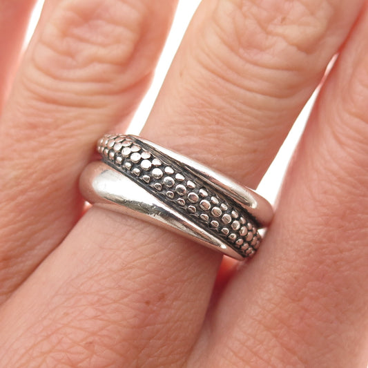 Michael Dawkins 925 Sterling Silver Dotted Crisscross Oxidized Ring Size 7.25