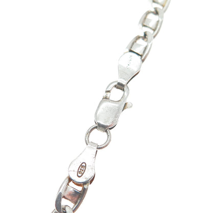 925 Sterling Silver Vintage Italy Flat Anchor Mariner Link Bracelet 7"