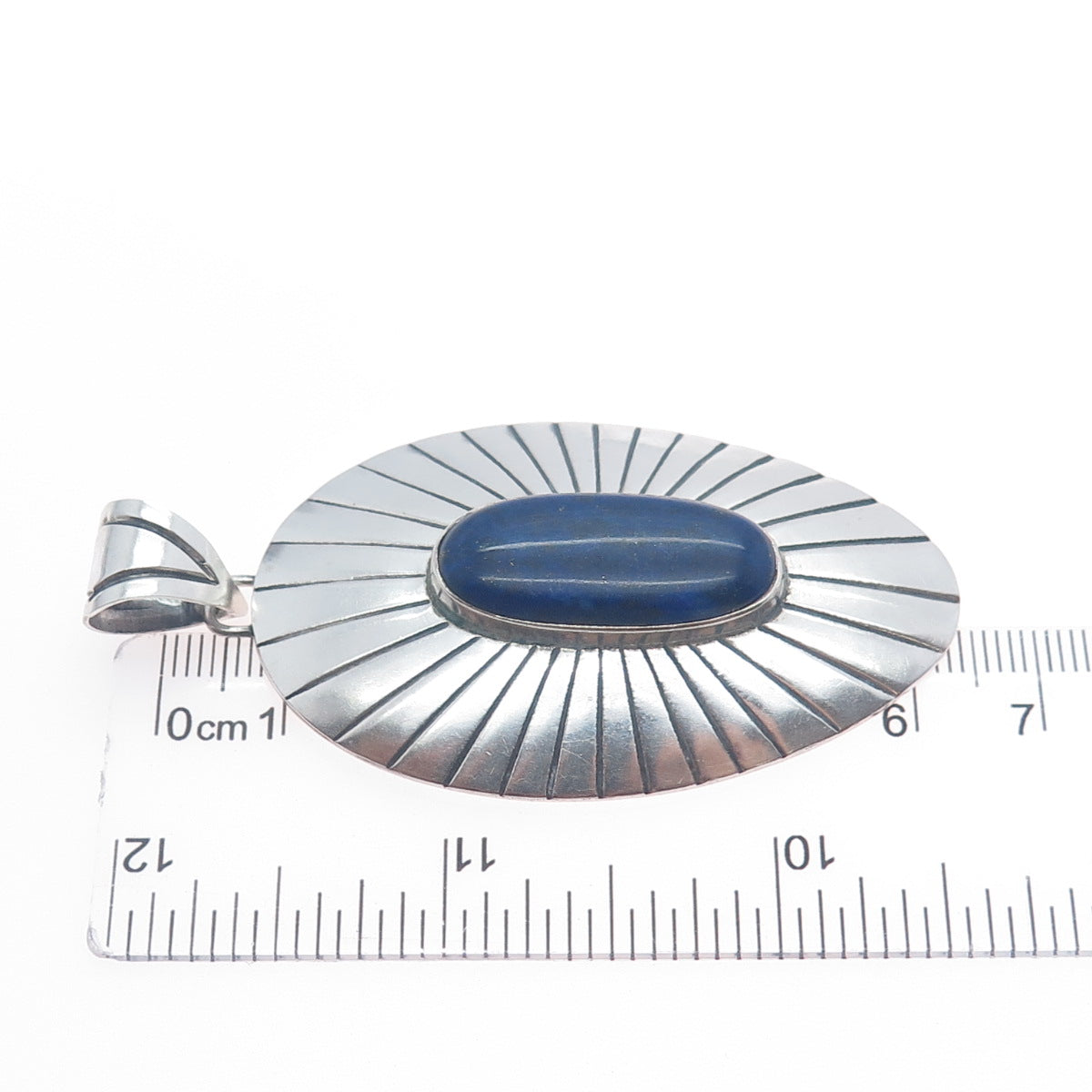 RAGUL CANO 925 Sterling Silver Vintage Mexico Real Lapis Lazuli Tribal Pendant