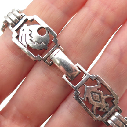 Shube Old Pawn 925 Sterling Silver Vintage Native Animal Oxidized Bracelet 6.75"