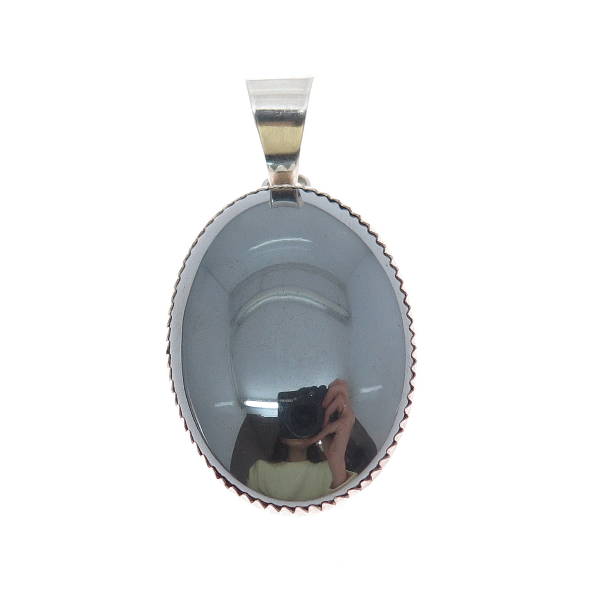 SHANE Old Pawn 925 Sterling Silver Vintage Southwestern Hematite Charm Pendant