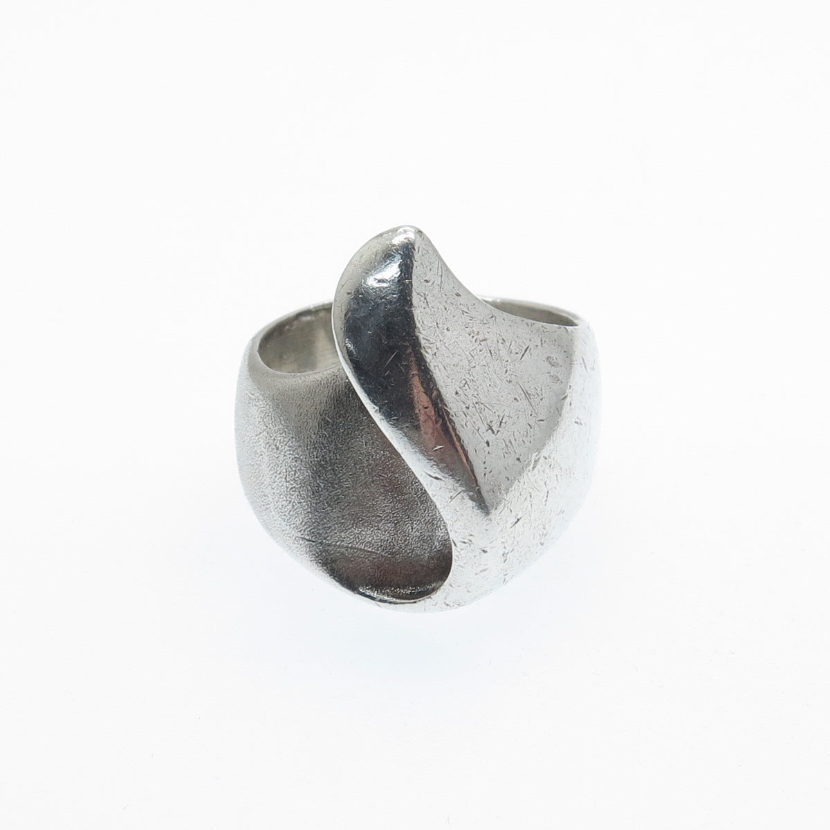 KABANA 925 Sterling Silver Vintage Modernist Flame Oxidized Ring Size 8
