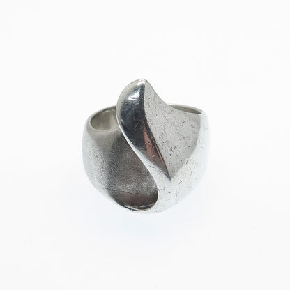 KABANA 925 Sterling Silver Vintage Modernist Flame Oxidized Ring Size 8