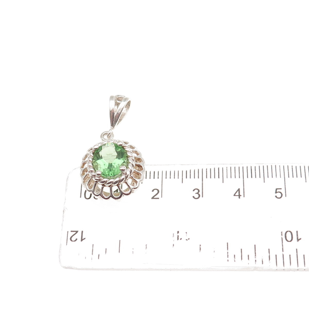 Badavici 925 Sterling Silver Oval-Cut Tsavorite C Z Floral Charm Pendant
