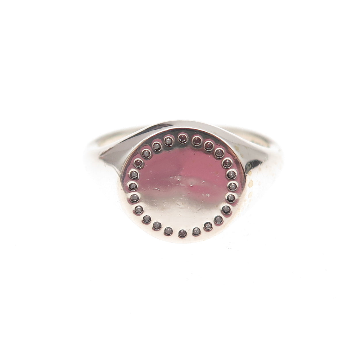 Pandora 925 Sterling Silver Round-Cut C Z Circle of Life Signet Ring Size 7