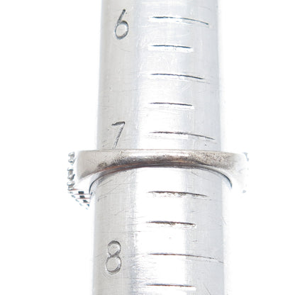 925 Sterling Silver Round-Cut C Z 3-Row Wavy Ring Size 7.25